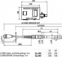 Размеры промышленного мини нагревателя воздуха Leister LE Mini Sensor Kit